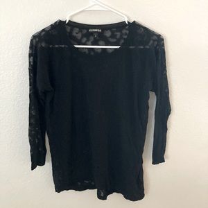 Sheer Leopard Print Long Sleeve Shirt